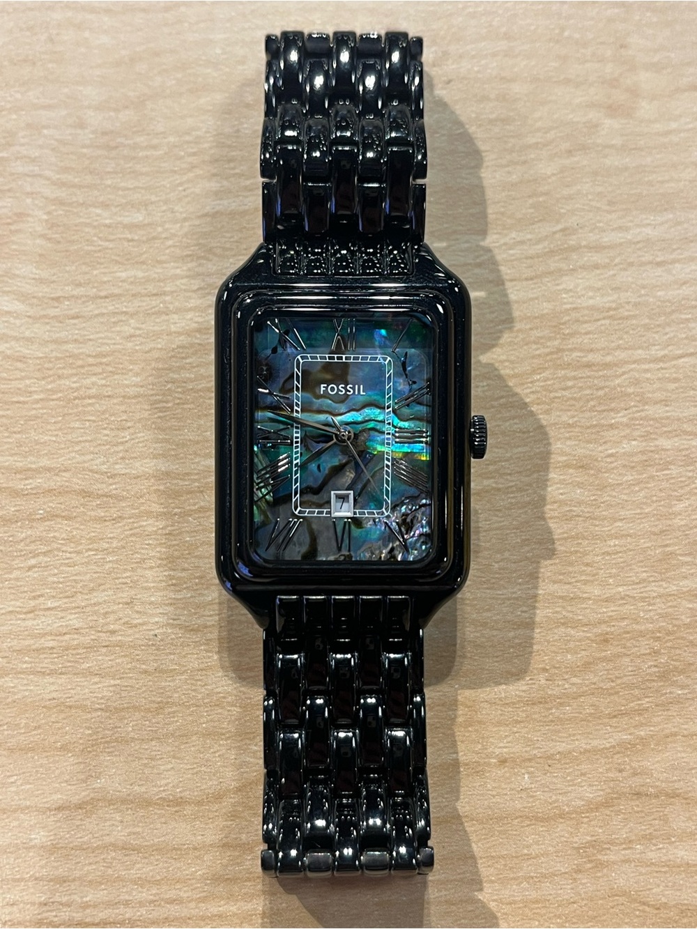 Fossil Black Watch with Iridescent Abalone Dial
